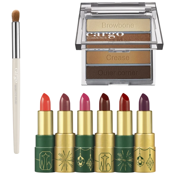 Cargo Cosmetics Bronze Eye Shadow Palette with Magic Eye Brush and Lip Kit