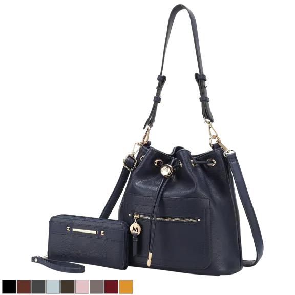 MKF Collection Larissa Vegan Leather Women’s Bucket Bag with Wallet by Mia K