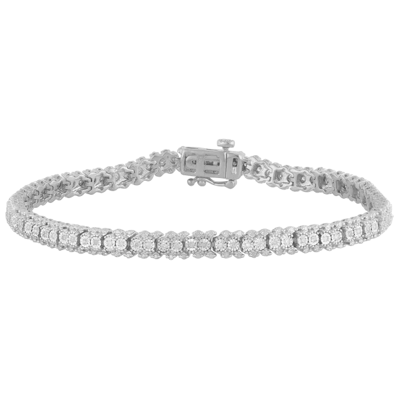 Diamond Muse 1.00 Carat TW Prong Diamond Tennis Bracelet In 925 Sterling Silver