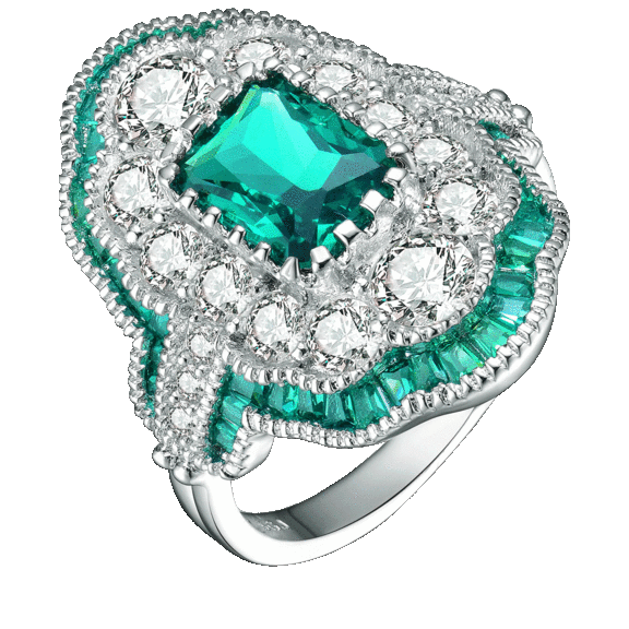 Genevive Elegant Sterling Silver Cubic Zirconia Cocktail Ring