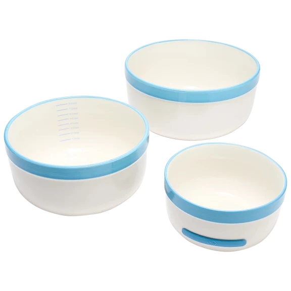 Carla Hall 3-Piece Sweet Heritage Microwavable Nesting Stoneware Mixing Bowls