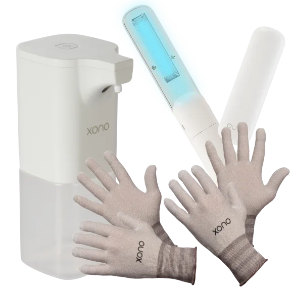Xono Bundle: Sanitizer Mist Dispenser, Sanitizing Wands & Anti-Microbial Gloves