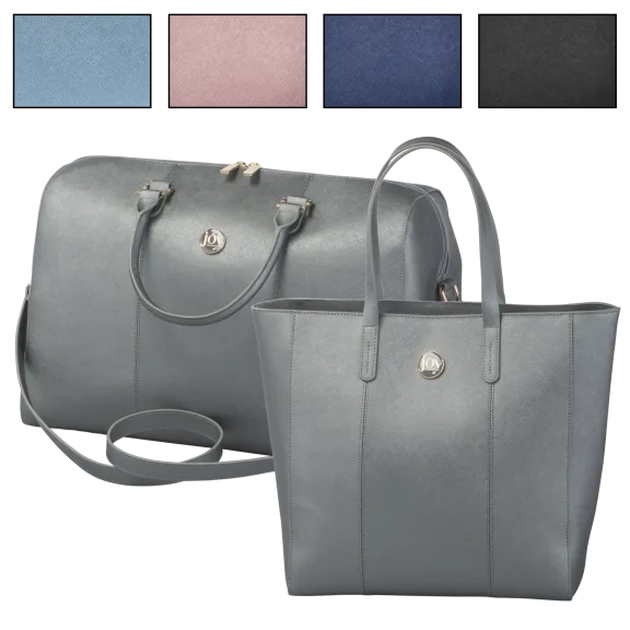 Joy Mangano Metallic Leather Weekender + Tote Combo