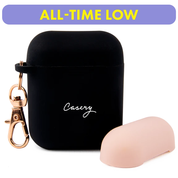 Casery Jet Black + Pale Pink AirPods Case
