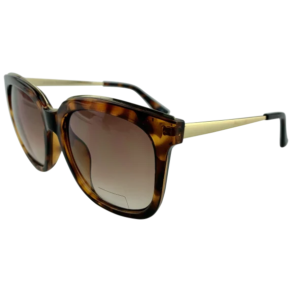 Ann Taylor Women's Tortoise Brown Oval Frame Metal Side Sunglasses