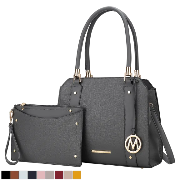 MKF Collection Norah Vegan Leather Women’s Satchel Bag with Wristlet by Mia K
