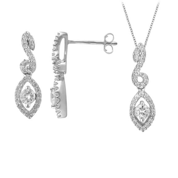 Diamond Muse Marquise Swirl Necklace and Earrings Set