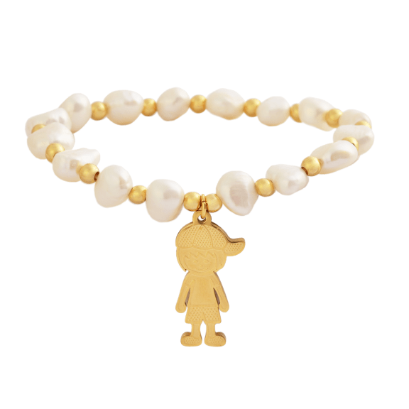 Older Boy or Older Girl Pearl Charm Bracelet