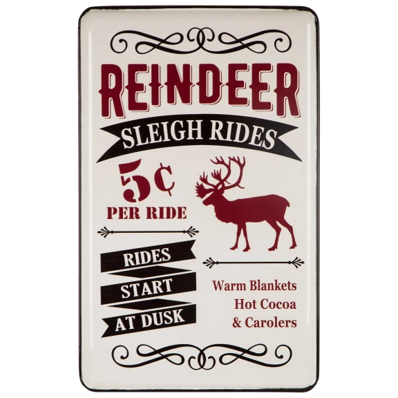 Glitzhome 23.62"H Farmhouse Enameled Metal Reindeer Wall Sign