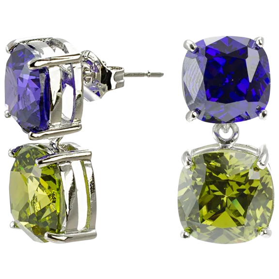 Kenneth Jay Lane 14 CTTW Cushion Double CZ Post Dangle Earrings
