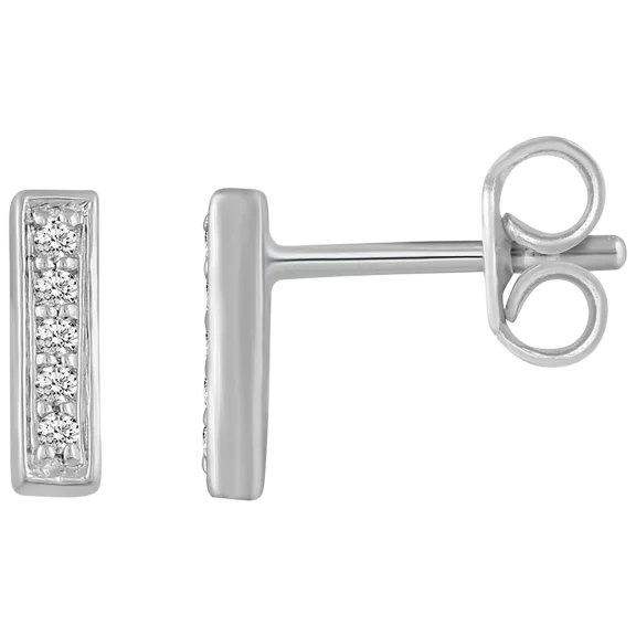 Fifth and Fine 1/20 Carat TW Sterling Silver Diamond Accent Bar Stud Earrings