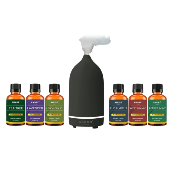Ceramic Ultrasonic Aromatherapy Essential Oil Diffuser with Essential Oils