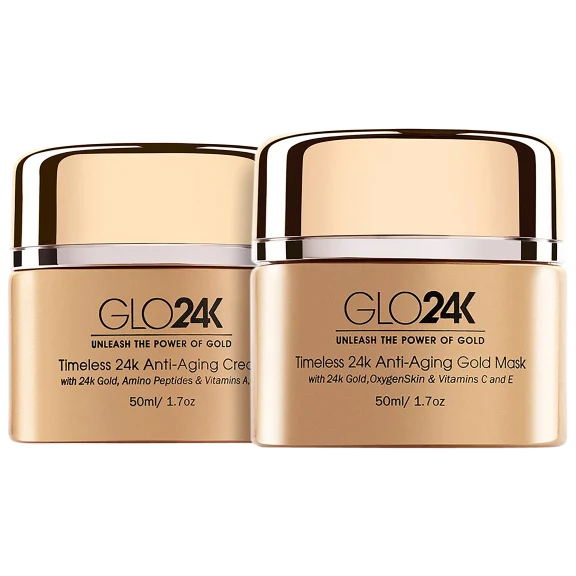 Glo24K Timeless 24K Anti-Aging Cream & Gold Opulence Treatment Mask