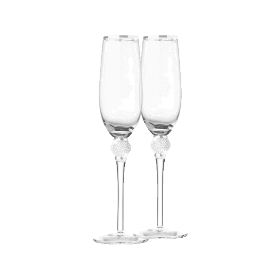 Aisle26 Crystal Champagne Glass with Silver Rim Set