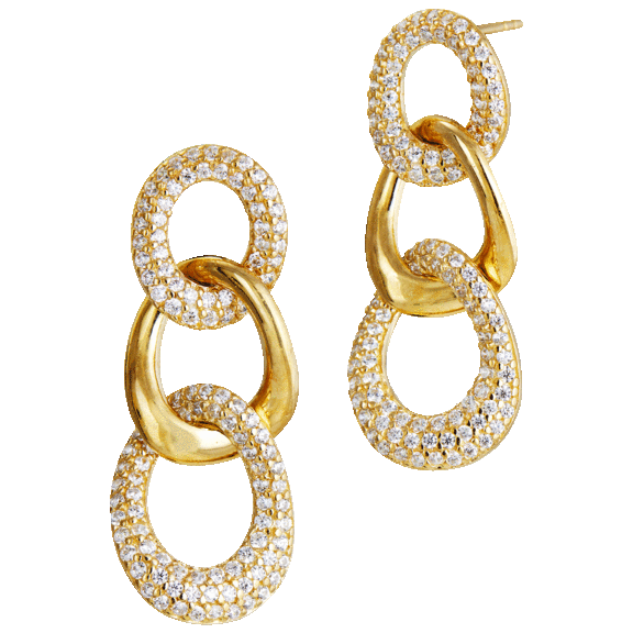 Savvy Cie 18K Sterling Silver Link Drop Earrings