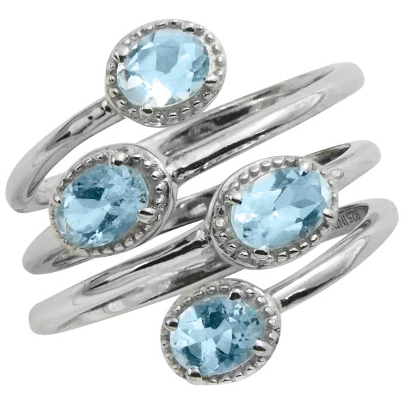 Savvy Cie Sterling Silver Genuine Aquamarine 1.44 Gemstone TW Wrap Ring