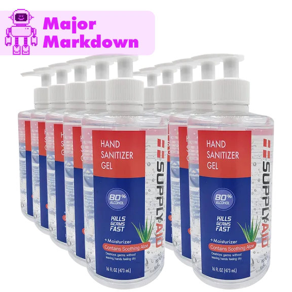 10-Pack: SupplyAID 80% Alcohol Hand Sanitizer Gel with Soothing Aloe