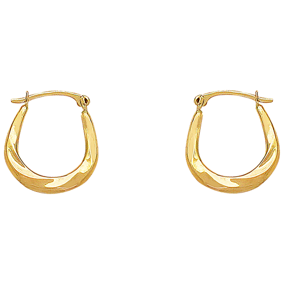 Pori Jewelers 14K Gold Twist Design Oval Shape French Lock Hoop Earrings