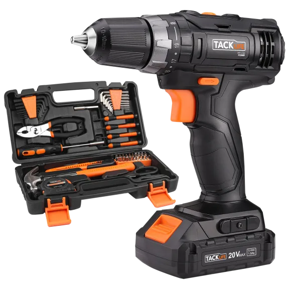 Tacklife Cordless Electric Screwdriver With Home Tool Kit