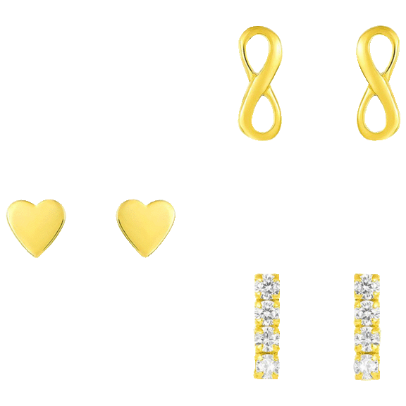 Rox & Rose Sterling Silver Heart & Infinity Earring Set of 3