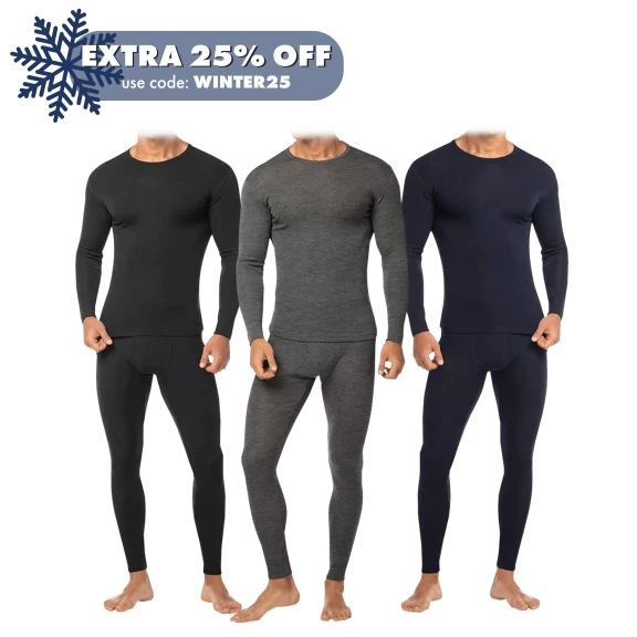 2-Pack: Men's Cotton Fleece Thermal Set