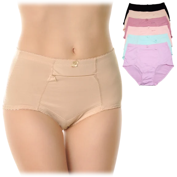 6-Pack: Angelina Cotton High Waist Girdle with Zippered Pockets