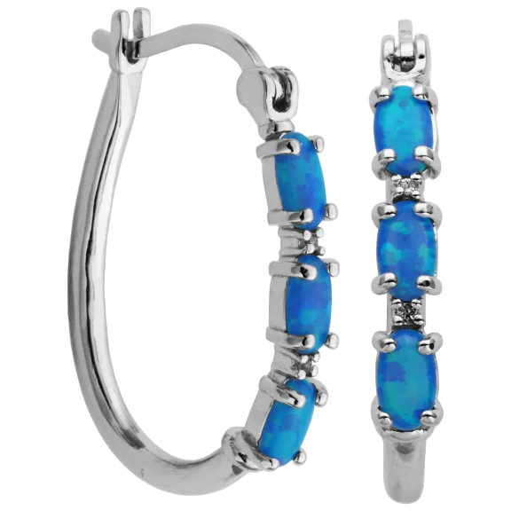 Morgan & Paige Sterling Silver Opal Hoop Earrings