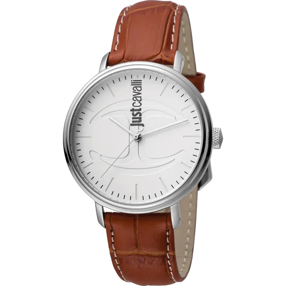 Just Cavalli Men's CFC White Dial Calfskin Leather Watch