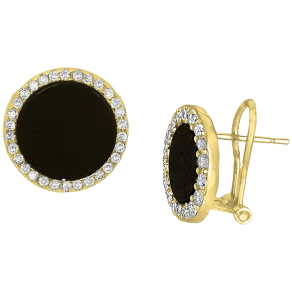 Savvy Cie 18k Gold Vermeil Sterling Silver Onyx Earrings