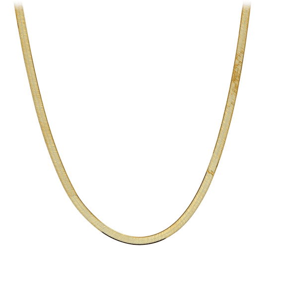 Pori Jewelers Gold Plated 18K Flexible Flat Magic Herringbone Chain Necklace