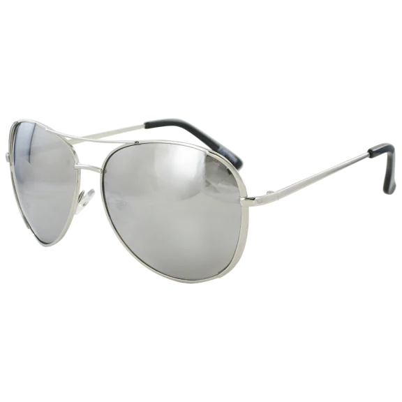 Kay Unger Silver Aviator Frames With Silver Mirror Lenses