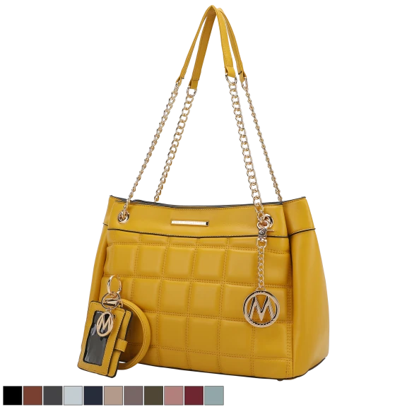 MKF Collection Mabel Quilted Bag and Bracelet Keychain with Card Holder by Mia K