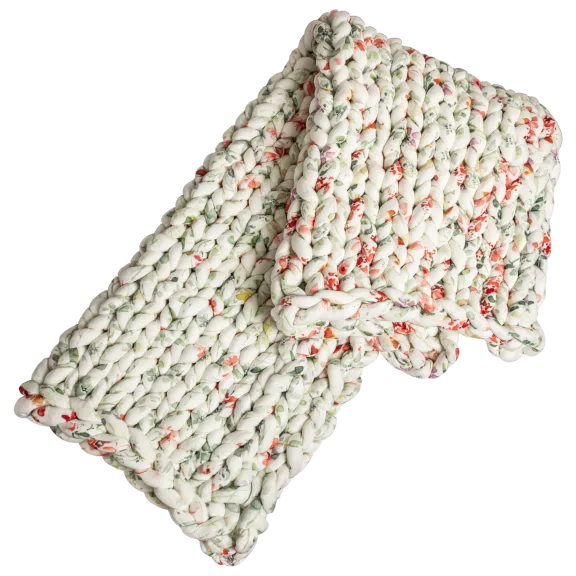 August & Leo Chunky Floral Handknit Throw