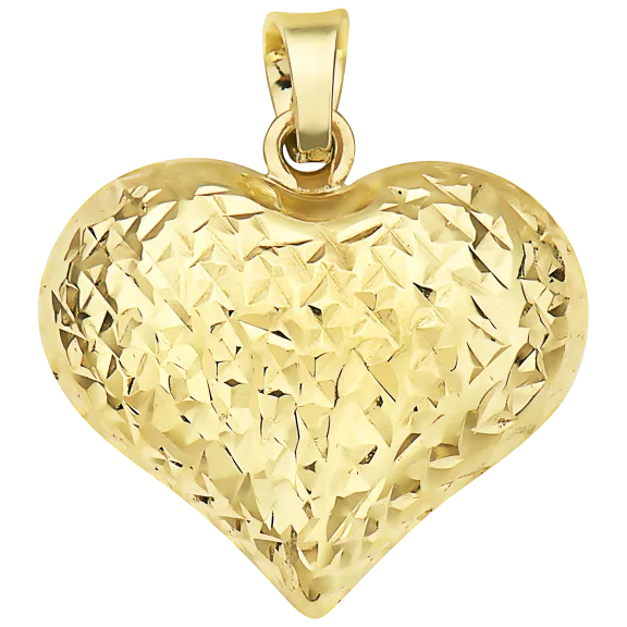 Pori Jewelers 14K Yellow Gold Textured Whole Heart puff Pendant