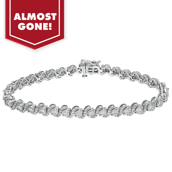 Diamond Muse 1.0 Carat TW Diamond "S" Link Bracelet in Sterling Silver