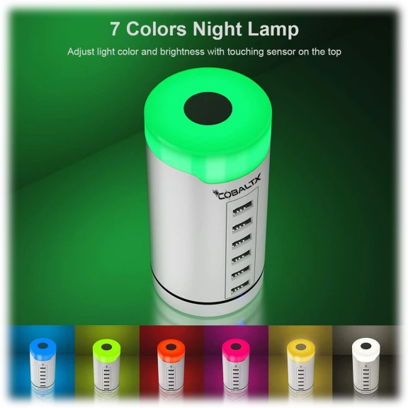CobaltX 6 USB Port Charging Station with Touch Sensor Mood Light