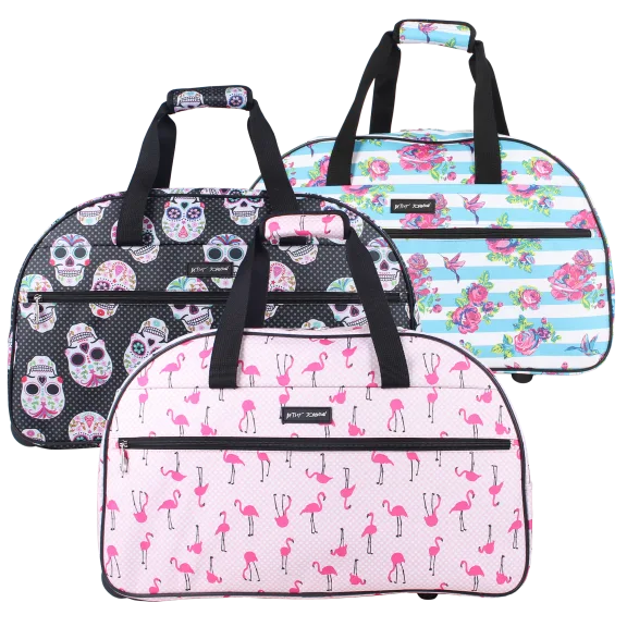 Betsey Johnson Designer Carry On Rolling Duffel Bag with Telescoping Handle