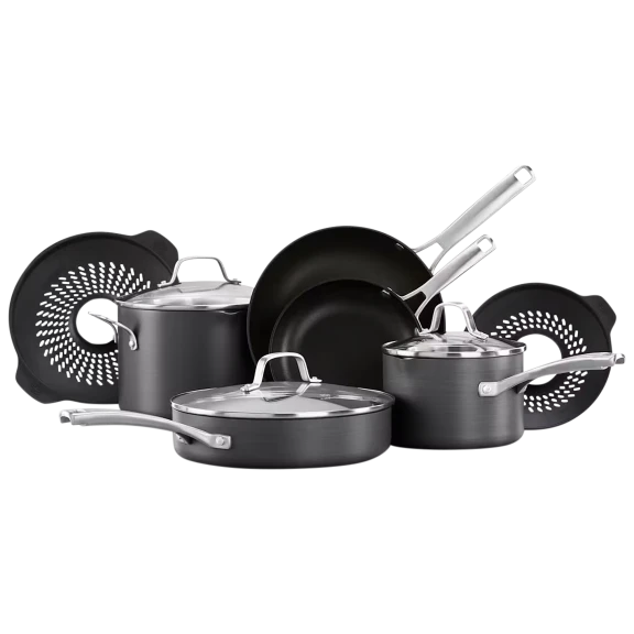 Calphalon Classic 10-Piece Hard-Anodized Cookware Set with No-Boil-Over Inserts