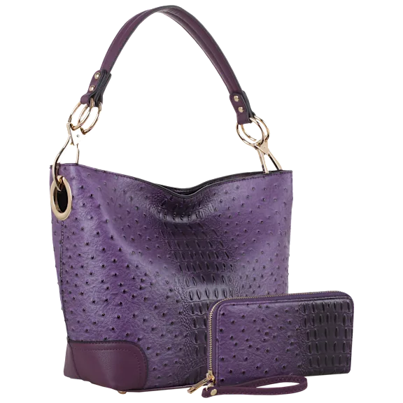 MKF Collection 2-Piece Wandy Vegan Leather Hobo & Wallet Set by Mia K