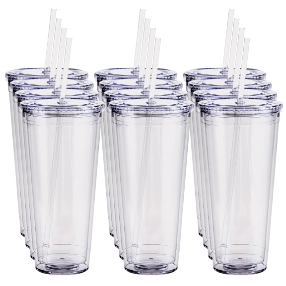 12-Pack: Maars 32oz Acrylic XL Double Wall Clear Tumblers