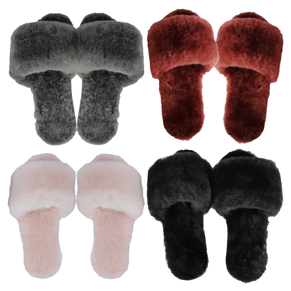 Kissables by MinxNY Genuine Shearling Fur Slides
