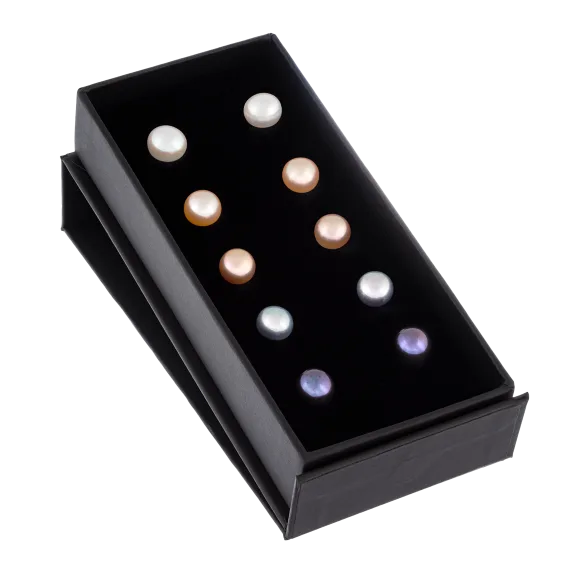 Splendid Pearls Set of 5 Multicolored Pearl Stud Earrings
