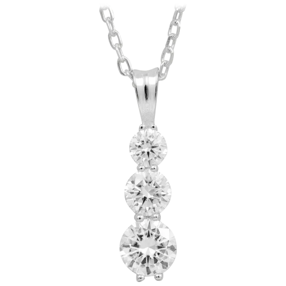 Savvy Cie 1 1/2 Carat TW Three Stone Moissanite Necklace