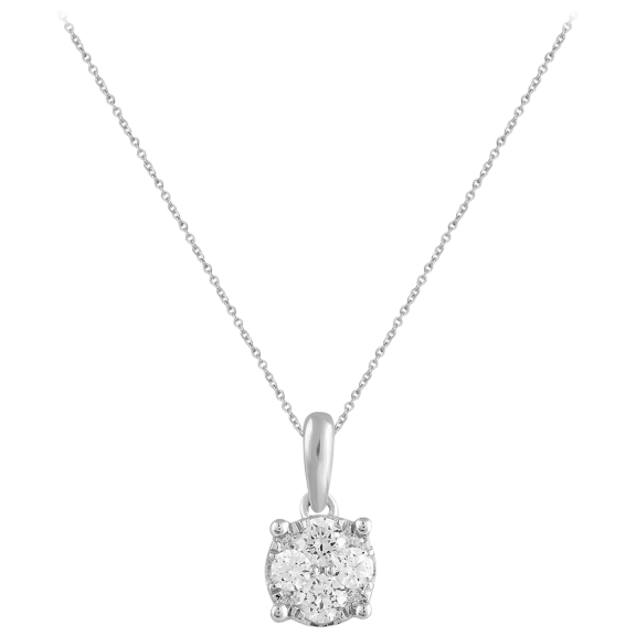 Fifth and Fine Sterling Silver 1/4 Carat T.W. Cluster Diamond Pendant