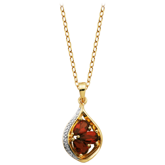 Morgan & Paige 18K Gold-Plated Garnet and Diamond Cluster Drop Pendant 18" Chain