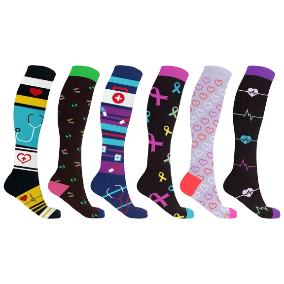 6-Pack: Extreme Fit Medical Compression Socks for Doctors and Nurses