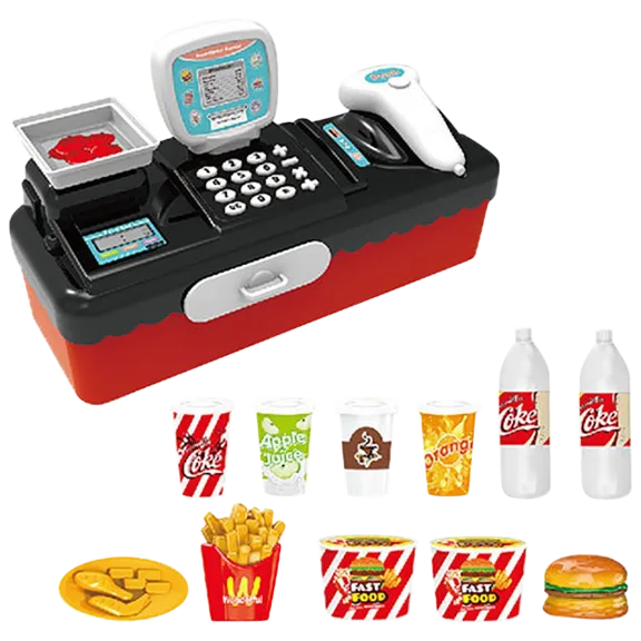 Britenway Kids Play Cash Register with Food