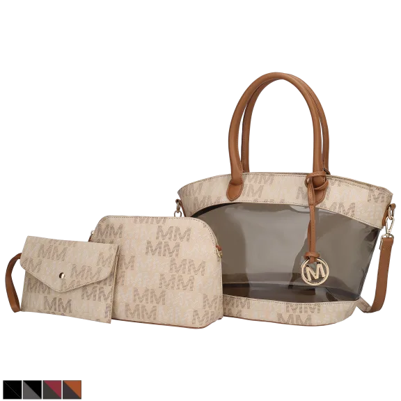 3-Piece: MKF Collection Hattie 3-in-1 Tote Bag with Pouch and Envelope Wristlet