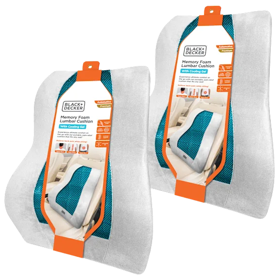 2-Pack: BLACK+DECKER Memory Foam Lumbar Support Pillow with Cooling Gel