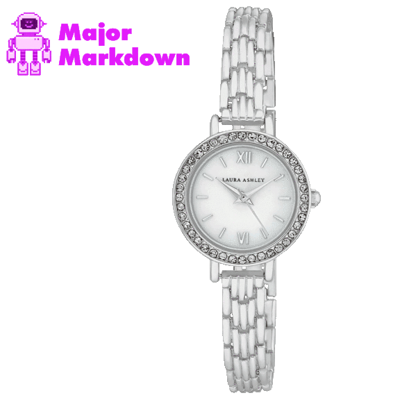 Laura Ashley Women's Elegant Crystal Bezel Link Bracelet Watch